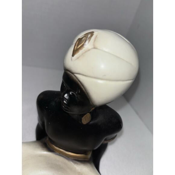 African Man & Woman Trinket Dish Ashtray Incense Art Statues '50's Chalkware - Picture 5 of 11